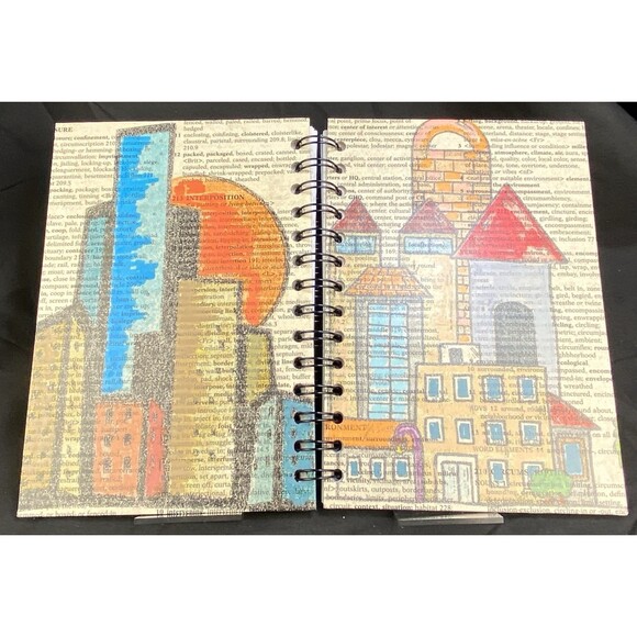 Journal Unique City-Scape Design Handmade Upcycle Spiral Notebook Urban Skyline - Picture 6 of 7